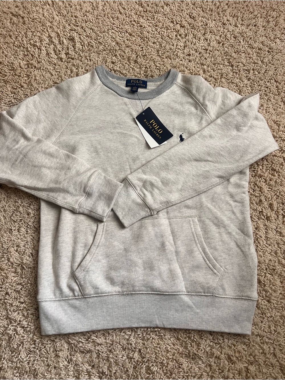 Big Kids - Polo by Ralph Lauren Heather Light Gray Crewneck Sweatshirt